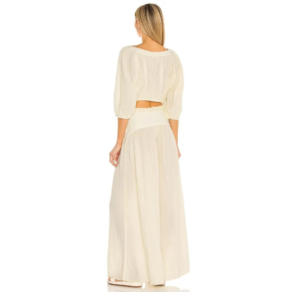 NWT Free People Lou Lou Set in Solitary Star Gauze Top Wide Leg Pants S $168 - Image 3