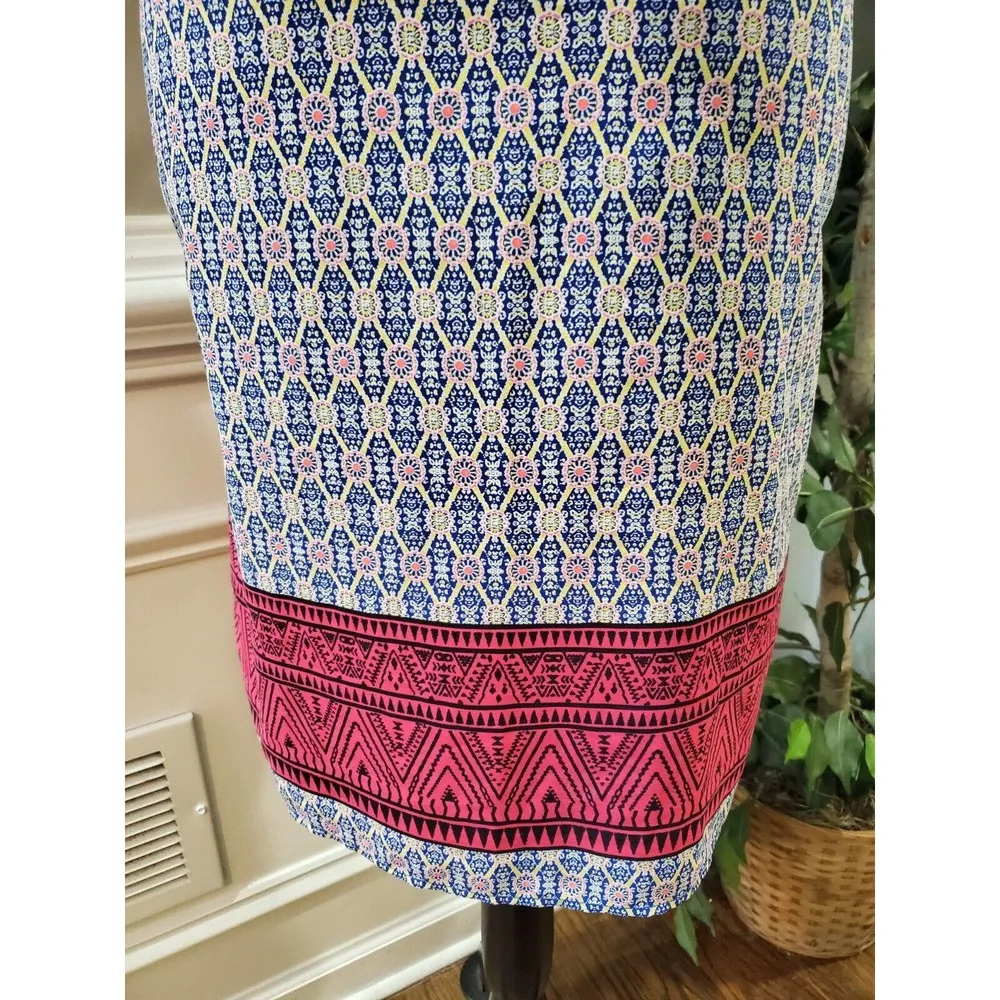 Pleione Womens Blue Polyester Short Sleeves Round Neck Knee Length Dress Size S - Image 4