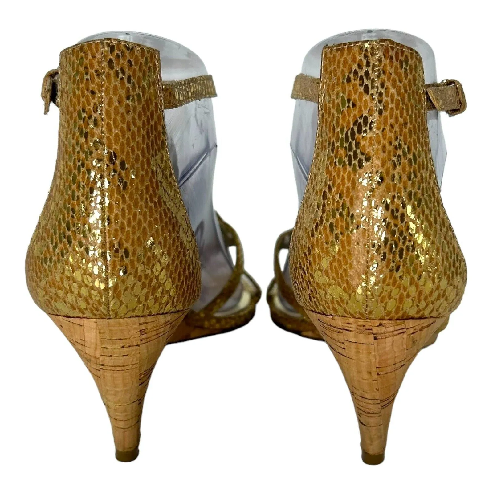 CARLOS SANTANA Starlet Gladiator Gold Glitter Crystal Sandals Shoes Size‎ 8 - Image 4