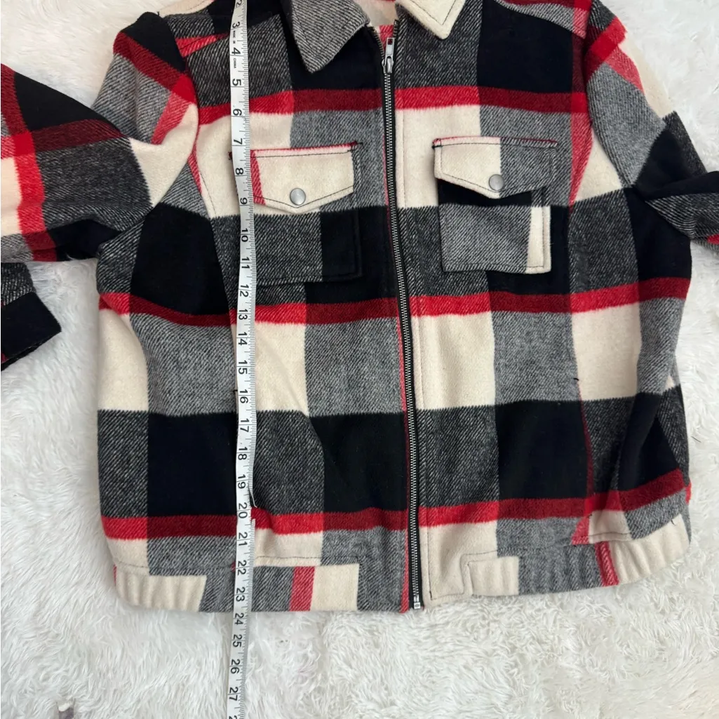 Torrid Plaid Wool Blend Bomber Jacket - Red, Black, White Size 1 - Image 11