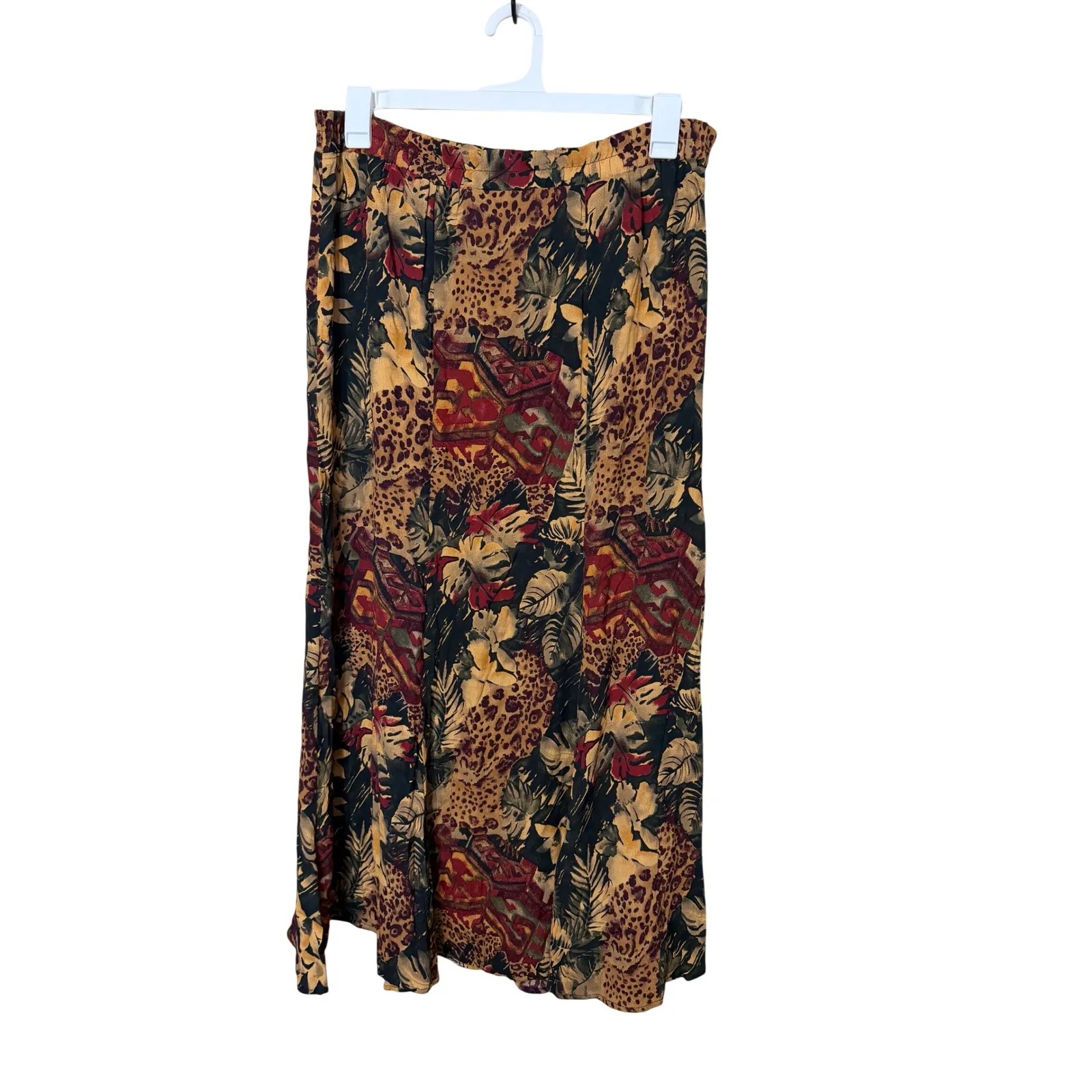 Carole Little Women's 10 Two Piece Set Top Skirt Tropical Leopard Print Rayon Brown - Image 5