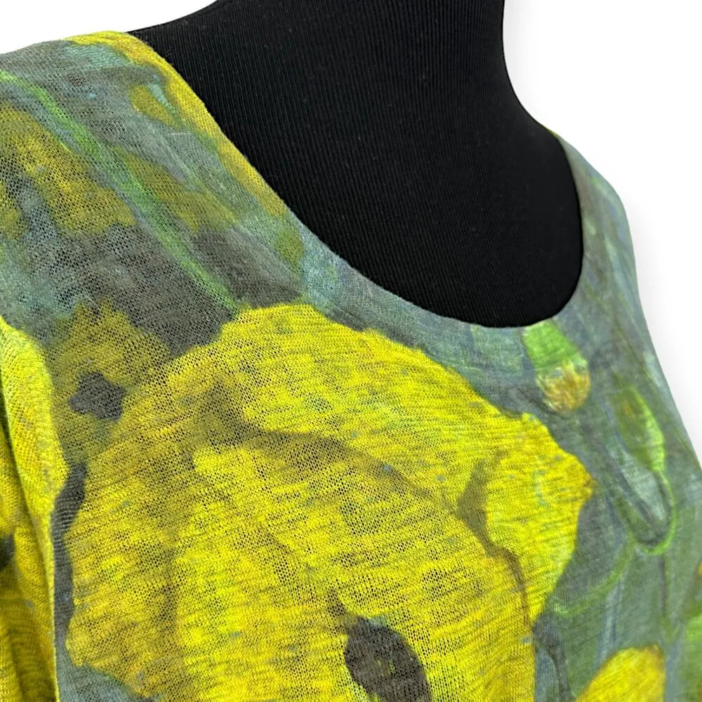 Soft Surroundings | M | Yellow Poppy Lightweight 3/4 Sleeve Scoop Neck Tunic - Image 4