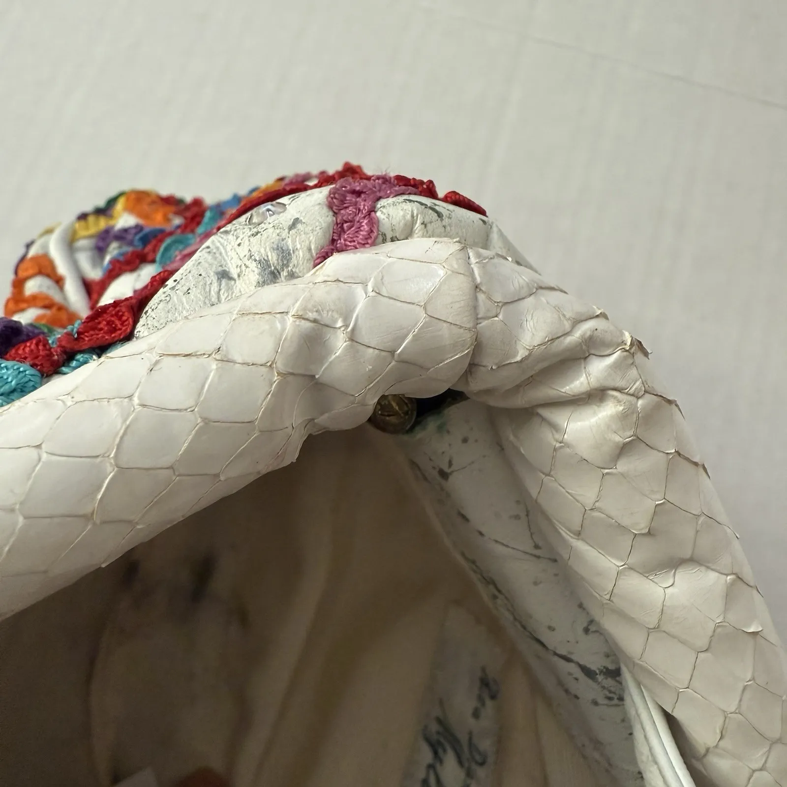 Rita Diana For Mylinka Vintage Women's Crossbody Bag White Leather 80s Bright‎ - Image 12