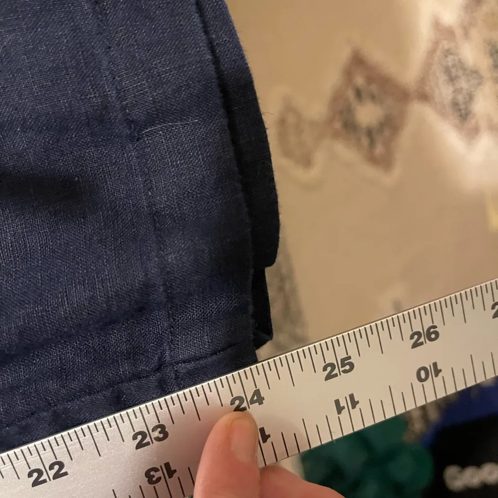 Quince Women’s 100% European Linen Pants in Deep Navy Coastal Natural Flowy - Image 14