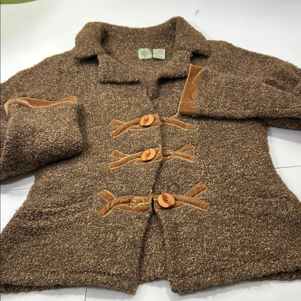HWR Anthropologie Brown Textured sweater jacket - Image 16