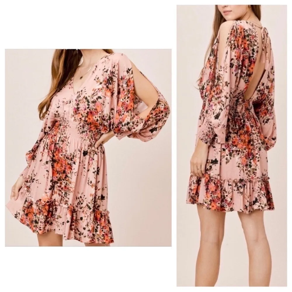 LOVESTITCH Glenna Split Sleeves Floral Mini Boho Style Dress - Image 2