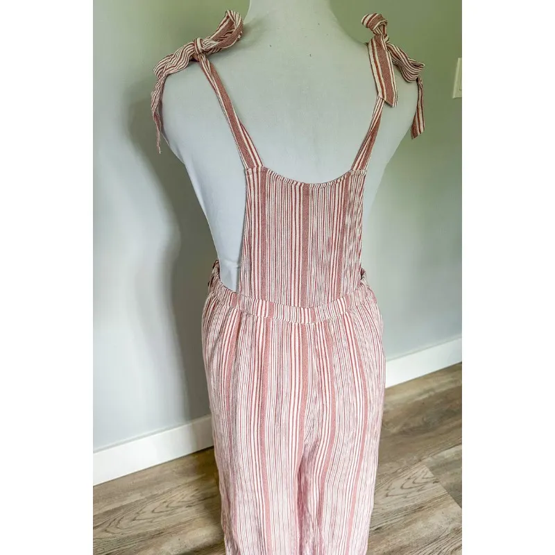 American Eagle  Pink Striped Overall Style Jumper - Image 7