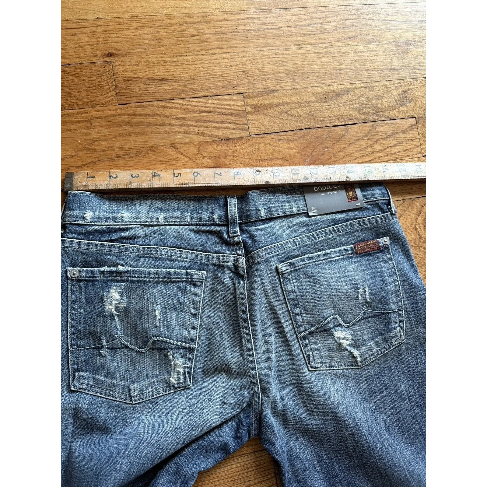7 Seven For All Mankind Jeans Women 32 Bootcut Blue Western USA Made Y2K NEW - Image 8