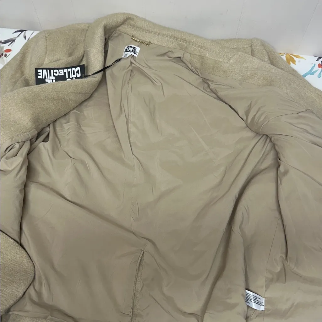 Future Collective Beige Wool Blend coat Tan Size XXL - Image 8