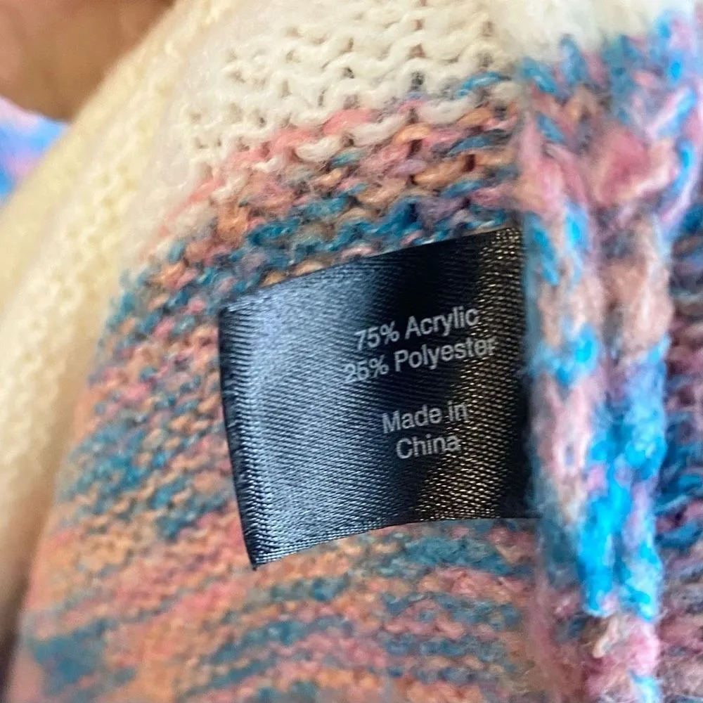 Lane Bryant Cozy Sweater Cardigan Duster Maxi Length Belted Striped Cream 14 - Image 7