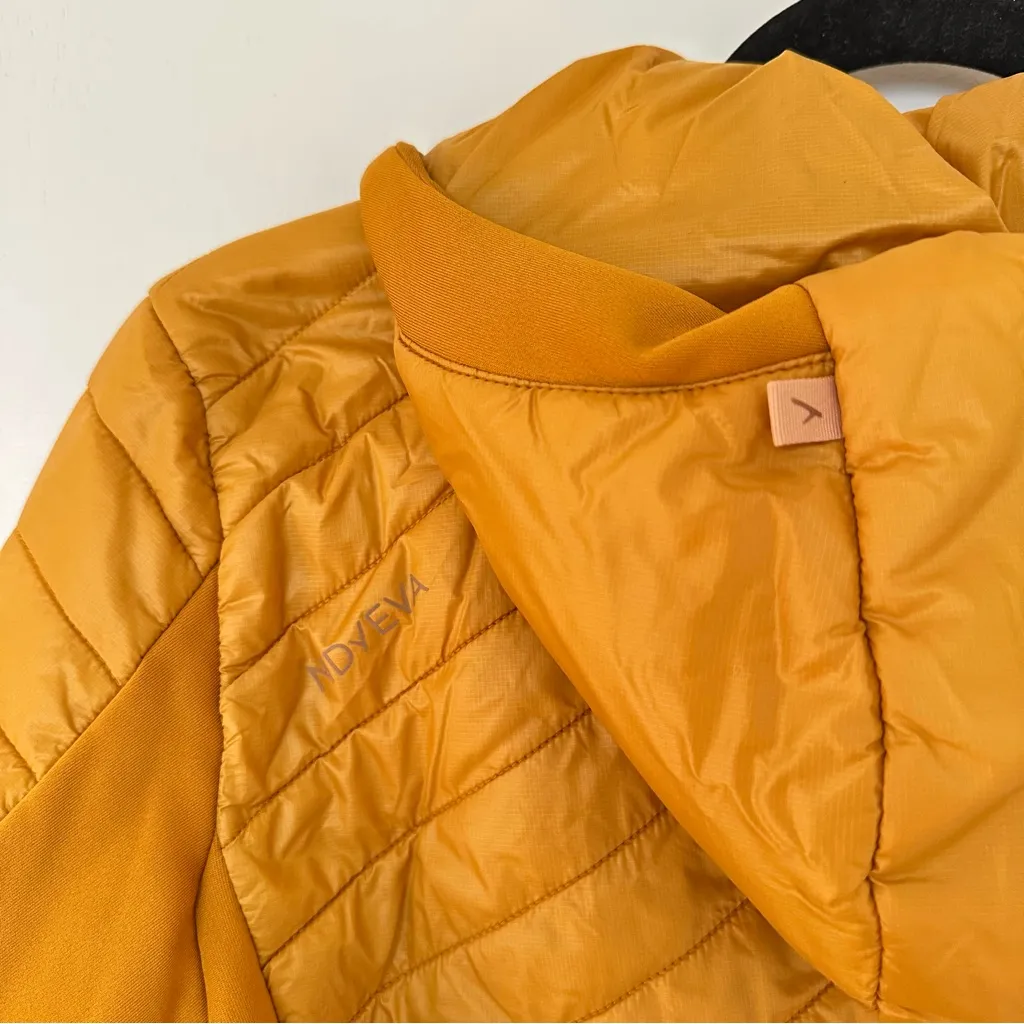 Indyeva Mantar Quilted Filled Zip Hooded Jacket Womens Small Golden Yellow - Image 6