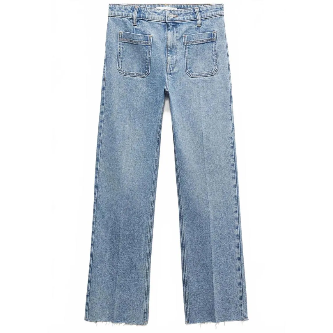 Mango Flared Cropped Jeans with Pockets Alex Medium Blue NWT Size 4 - Image 6