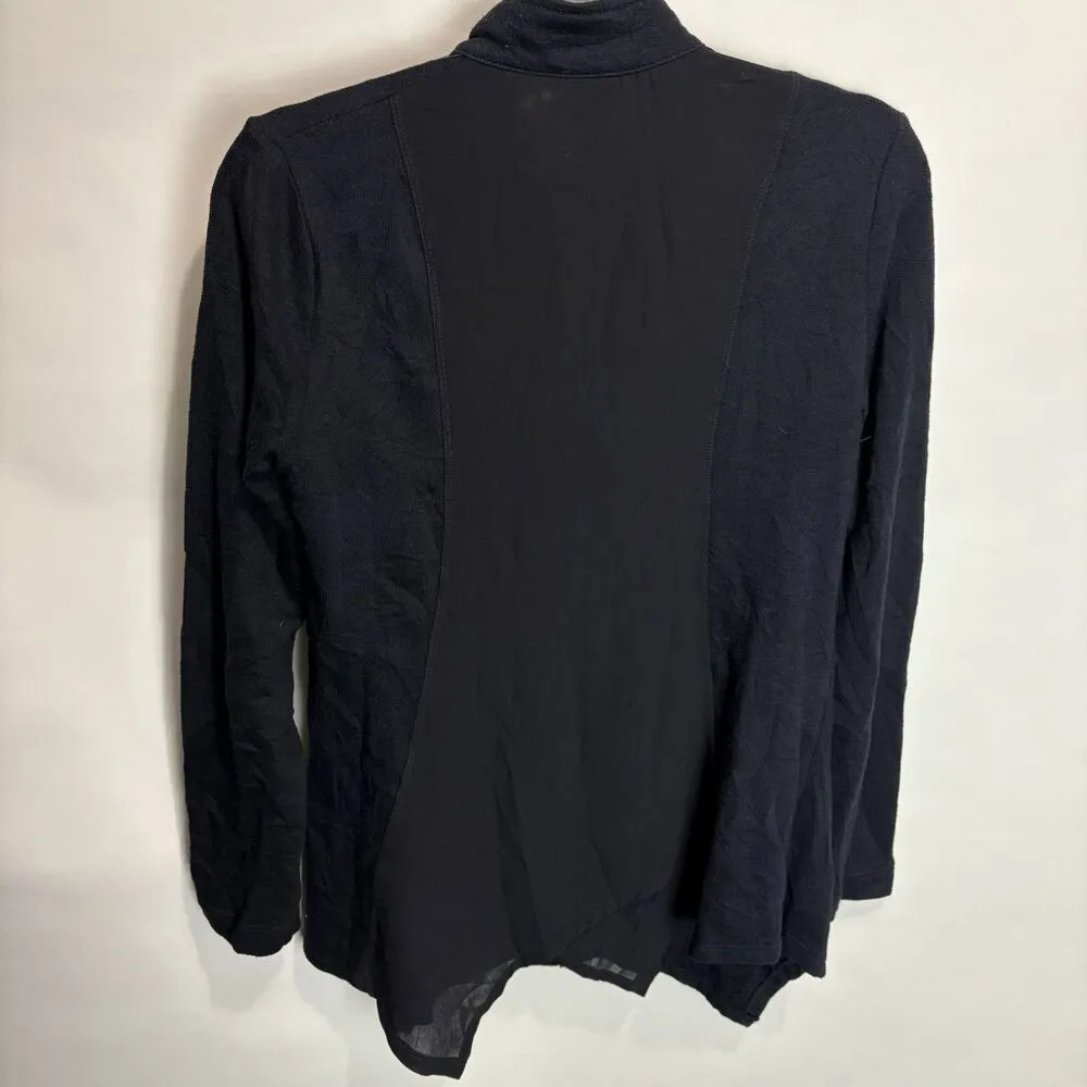 XCVI Wearables Jacket Womens S Black Full Zip Cotton Stretch Uneven Hem Comfy - Image 6