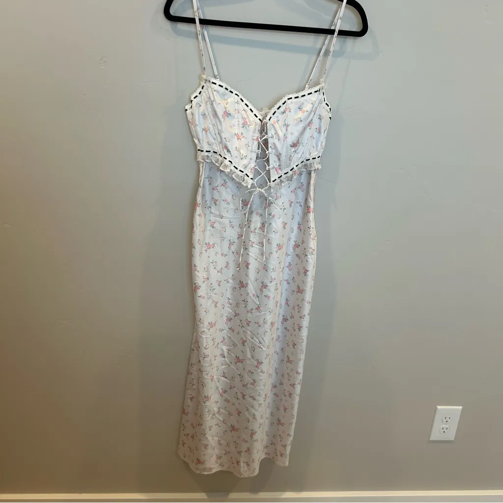 Women’s For Love And Lemons Sabrina Midi Slip Dress, Floral, Small - Image 4