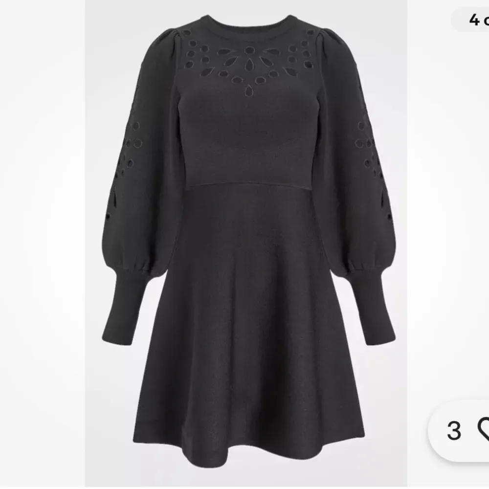 Express Dress Long Puff Ballon Sleeve Eyelet Knit SP Skater Cocktail Party Chic - Image 3