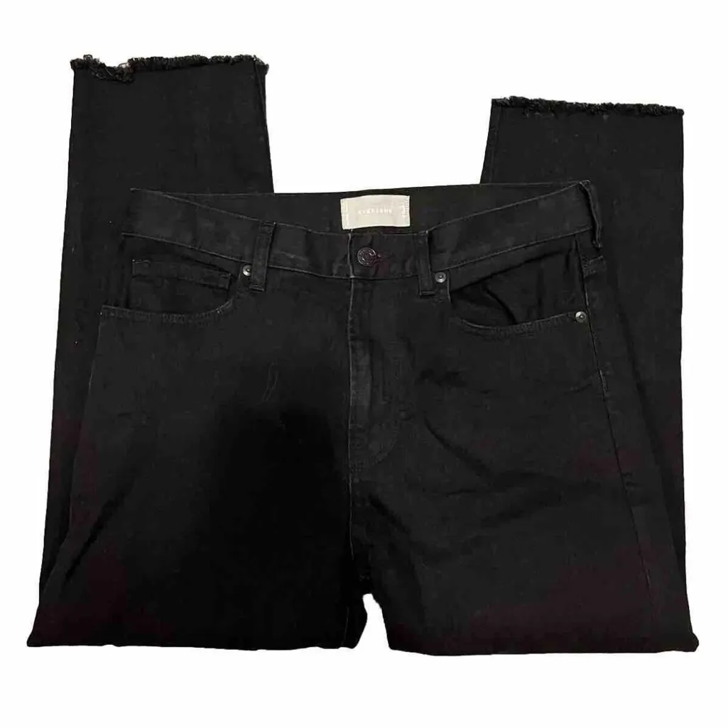 Everlane Black Hem Frayed Copped Jeans Size 28 Denim Stretch Preppy City - Image 2