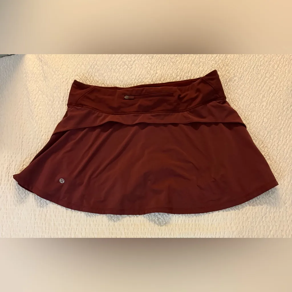 Lululemon Play Off The Pleats Mid Rise Tennis Golf Skirt Red Merlot Swift Sz 10 - Image 7