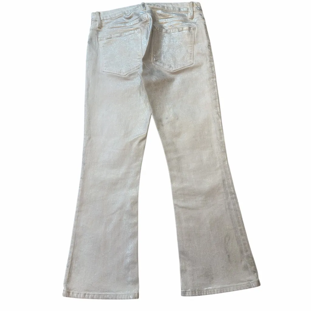 Frame Denim Le Crop Mini Boot Shimmering SIlver White Bootcut Jeans - Image 2