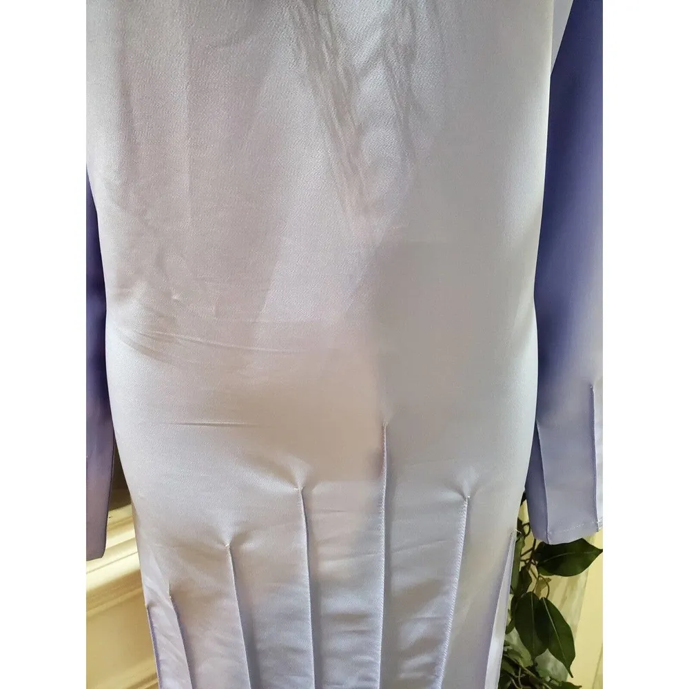 East Essence Blue Polyester Plain Koshibo Long Sleeve Knee Length Abaya Dress XL - Image 3