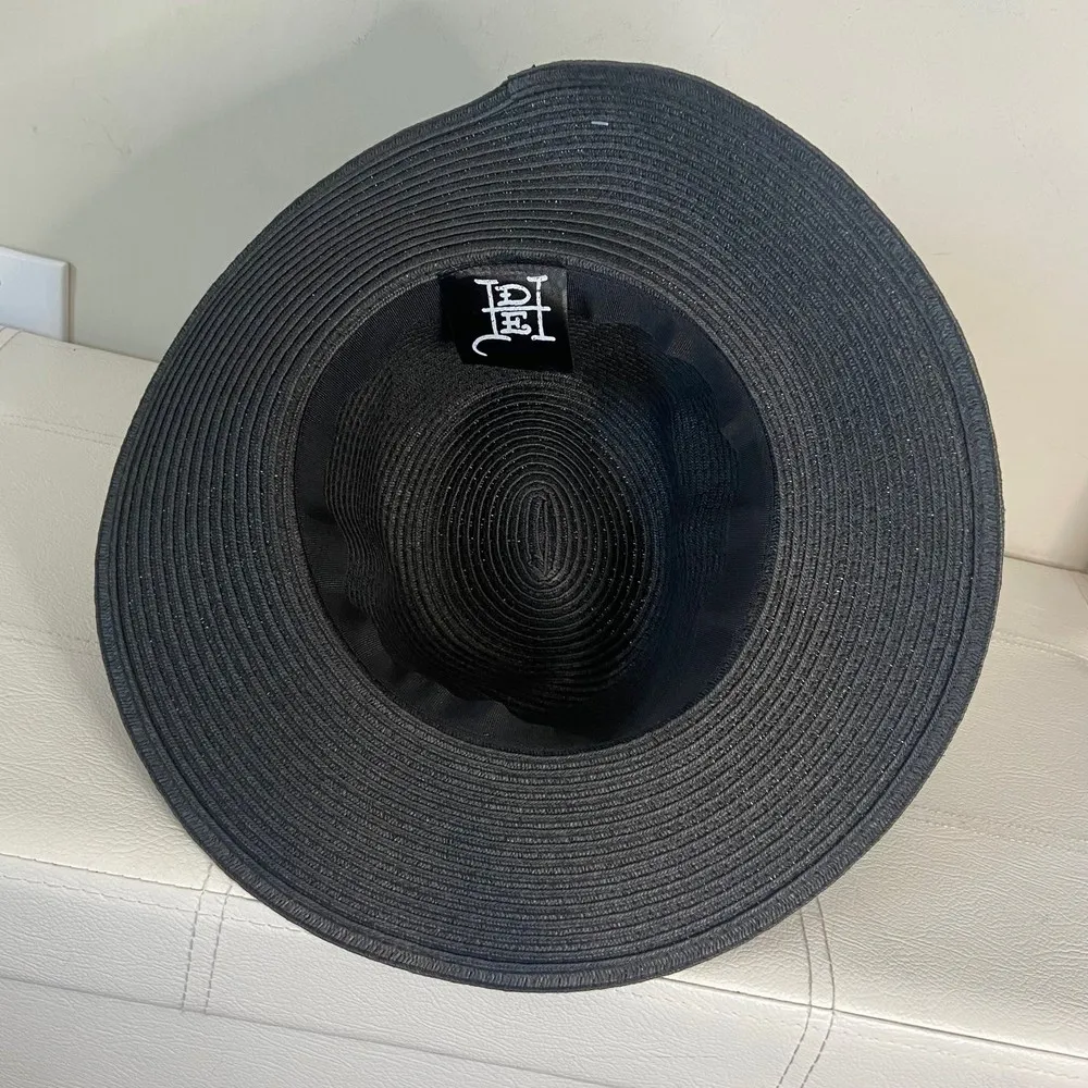 Ed Hardy Love Kills Slowly Tattoo Skull Black Straw Style Beach Hat - Image 3