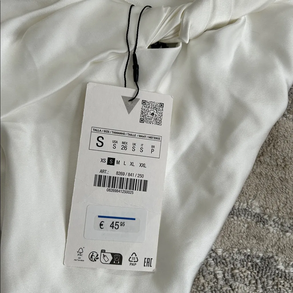 zara satin bow white dress - Image 4