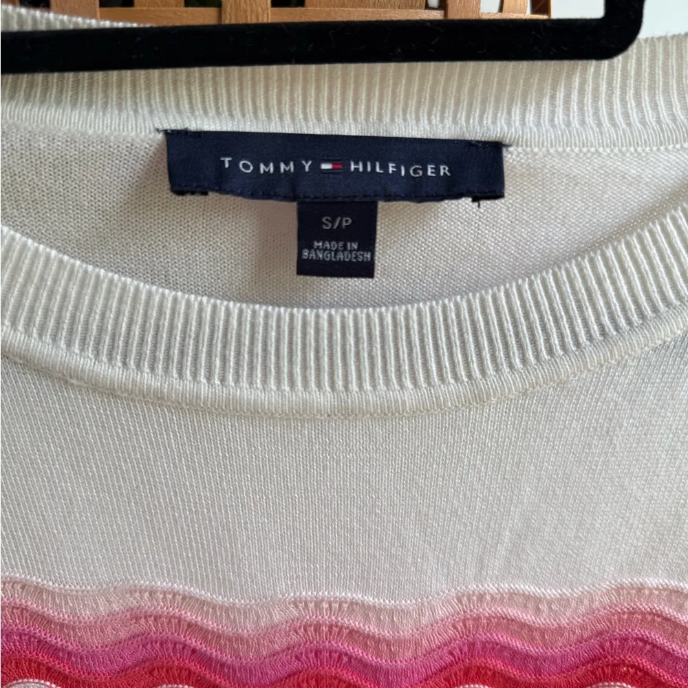 Tommy Hilfiger Pink and White Crew Neck Sweater - Image 2