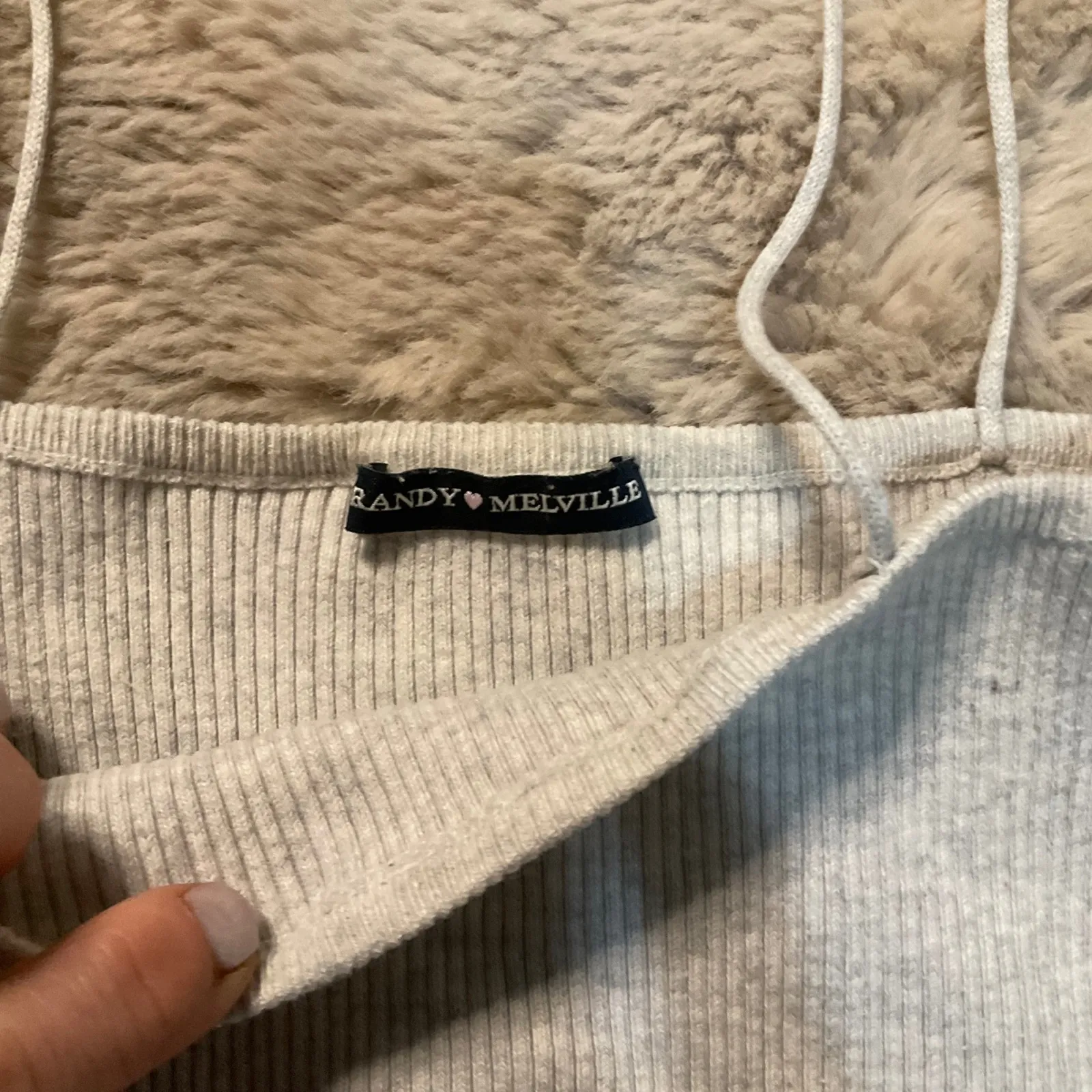 Brandy Melville Tank Size Small Gray Sweater Crop Spaghetti‎ Strap - Image 3