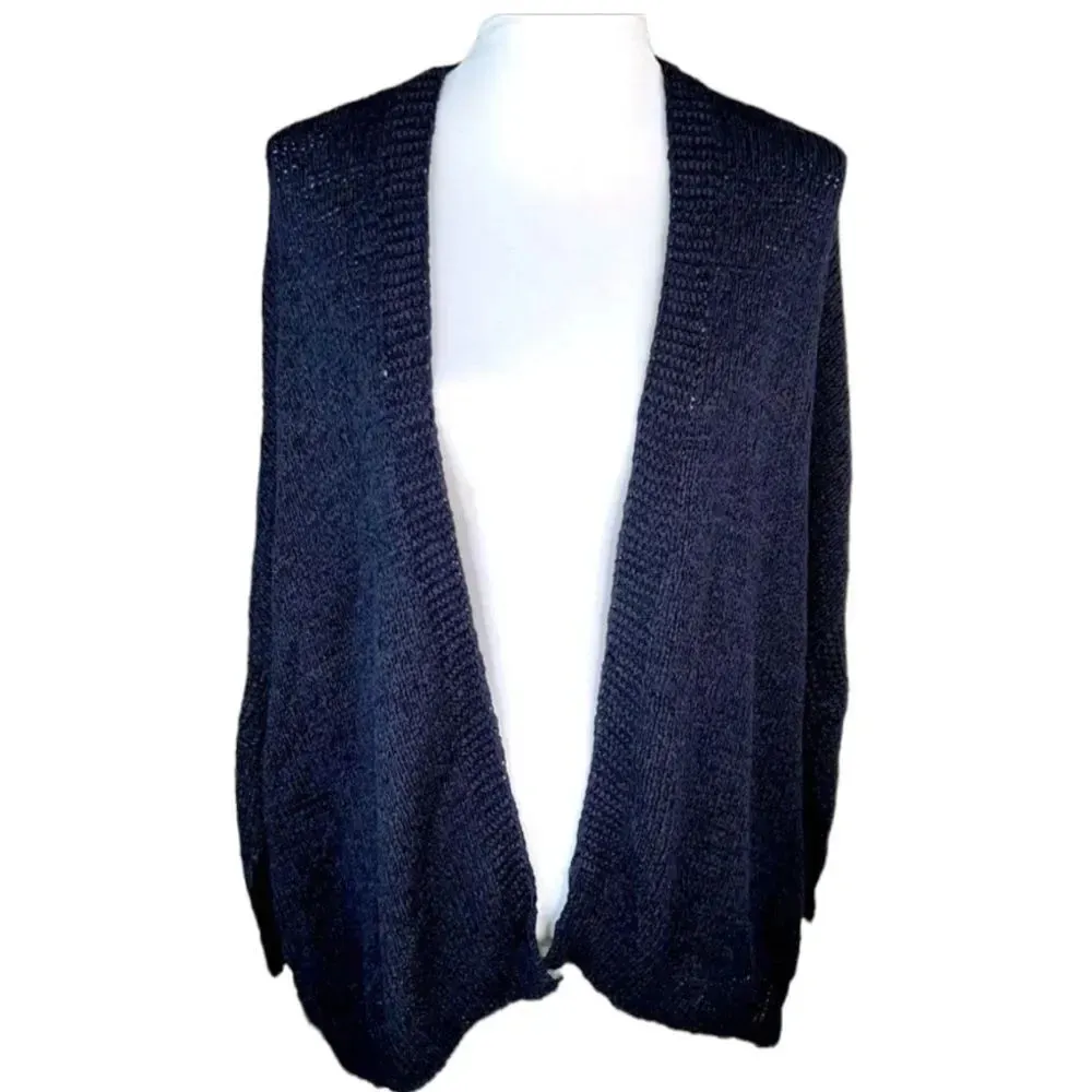 Catherine Malandrino Drop Shoulder Open Cardigan in Dark Navy NEW - Image 10