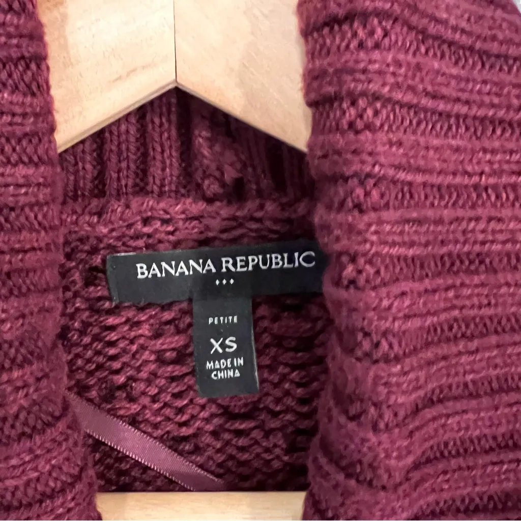 Banana Republic Maroon Textured Belted Cable XS Cardigan - Image 2