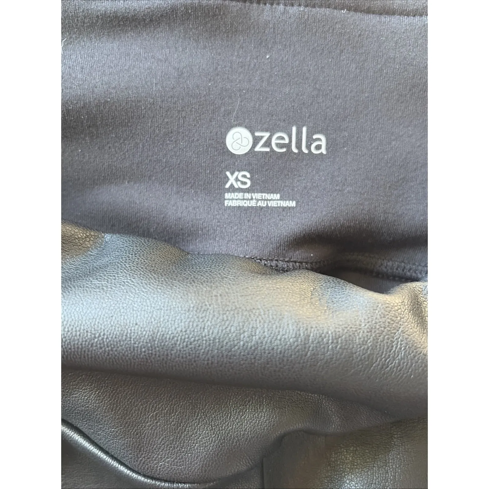 Zella Classic Black Faux Leather Detail High Waist Yoga Workout Leggings XS NEW - Image 10