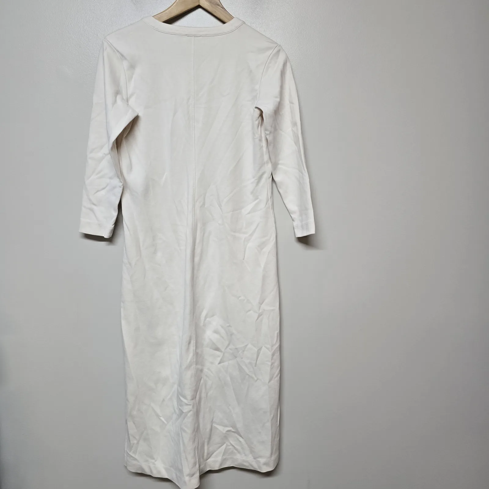AYR Womens 100% Pima Cotton Midi Button Up Stretch‎ Dress Ivory Sz M - Image 4