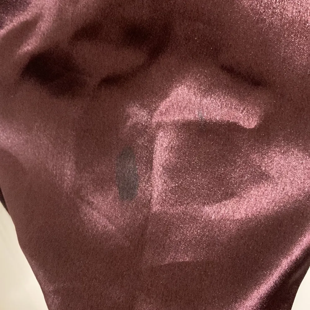 Burgundy Satin High Low Midi Skirt - Image 7