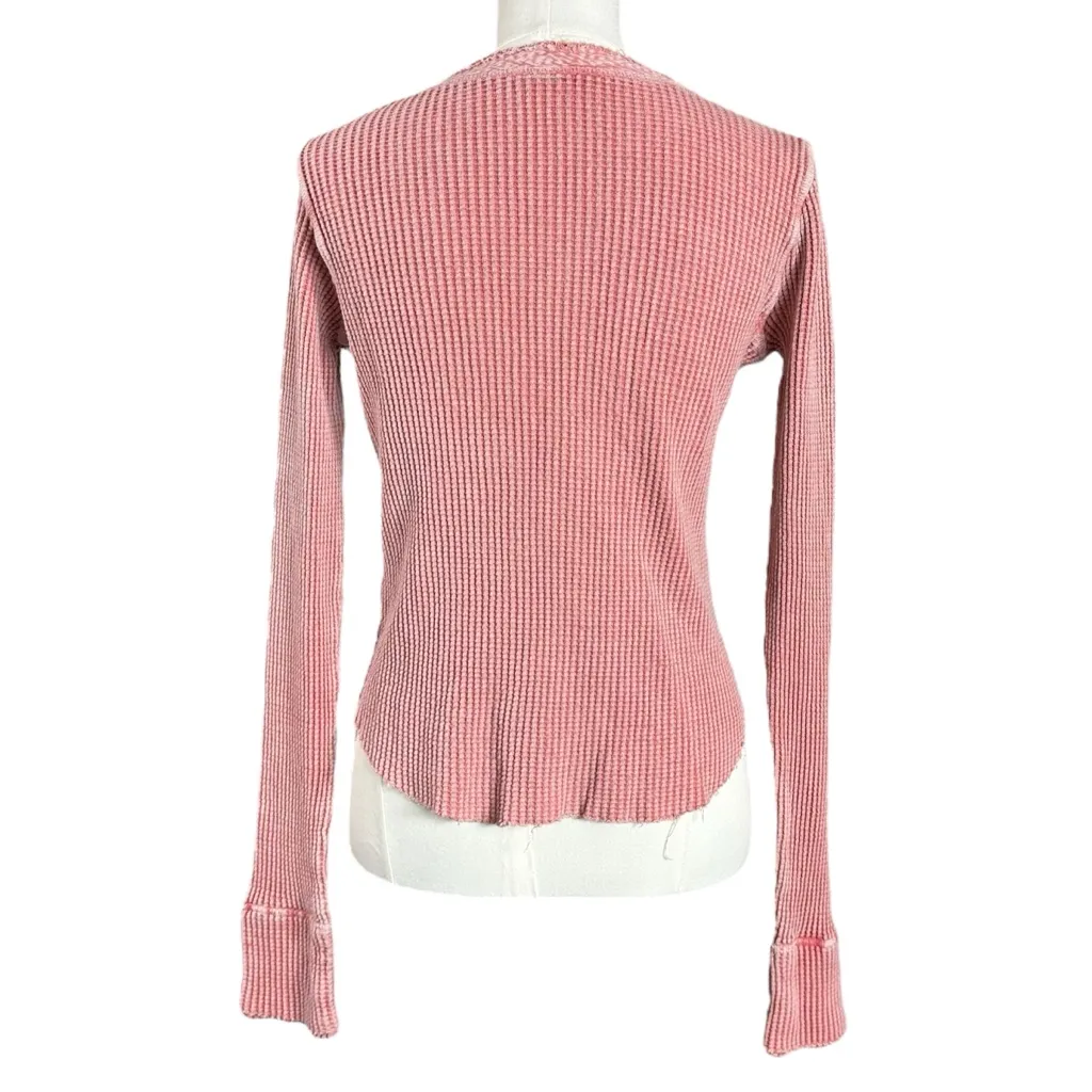 Free People FP One Colt Henley Thermal Tee Top Blush Plunge Grunge 90s Small - Image 7