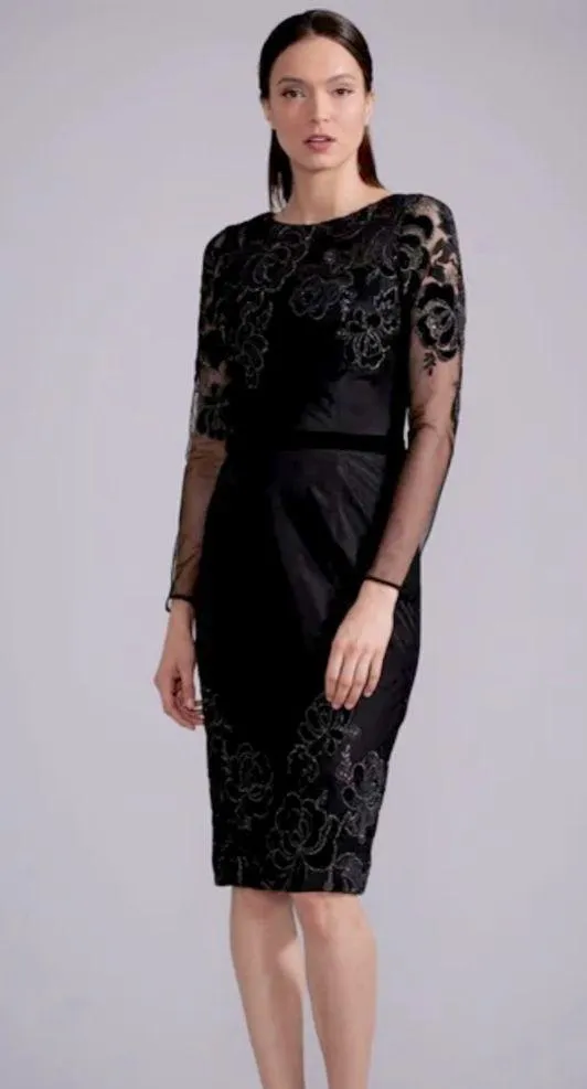 David Meister Womens Illusion Black Cocktail Dress Size 8 Formal Wedding Guest - Image 10