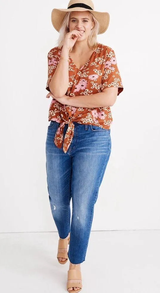 Madewell Novel Tie-Front Top in Hillside Daisies Size 3X - Image 4