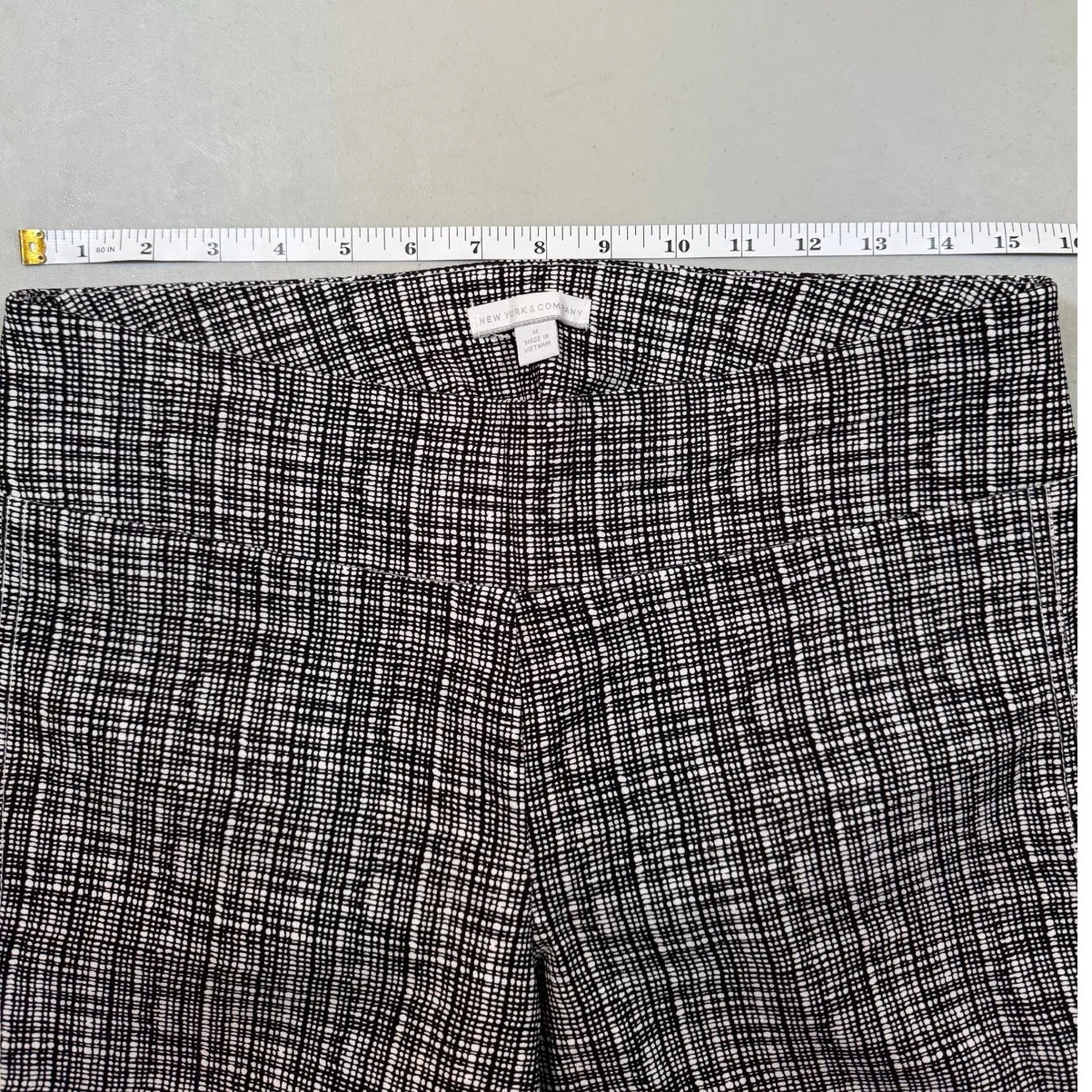 New York & Company Pants Womens M Black White Plaid Pull On Work Stretch Slim Size M - Image 3
