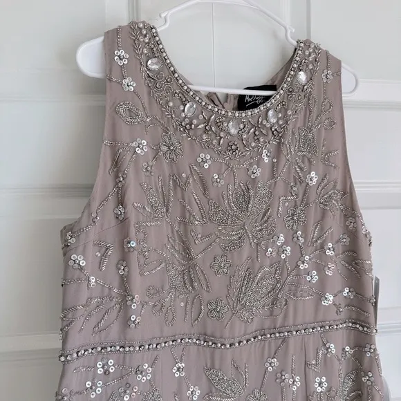 Mac‎ Duggal Vintage Lilac Floral Beaded Sheath MIDI Dress New With Tag - Image 5