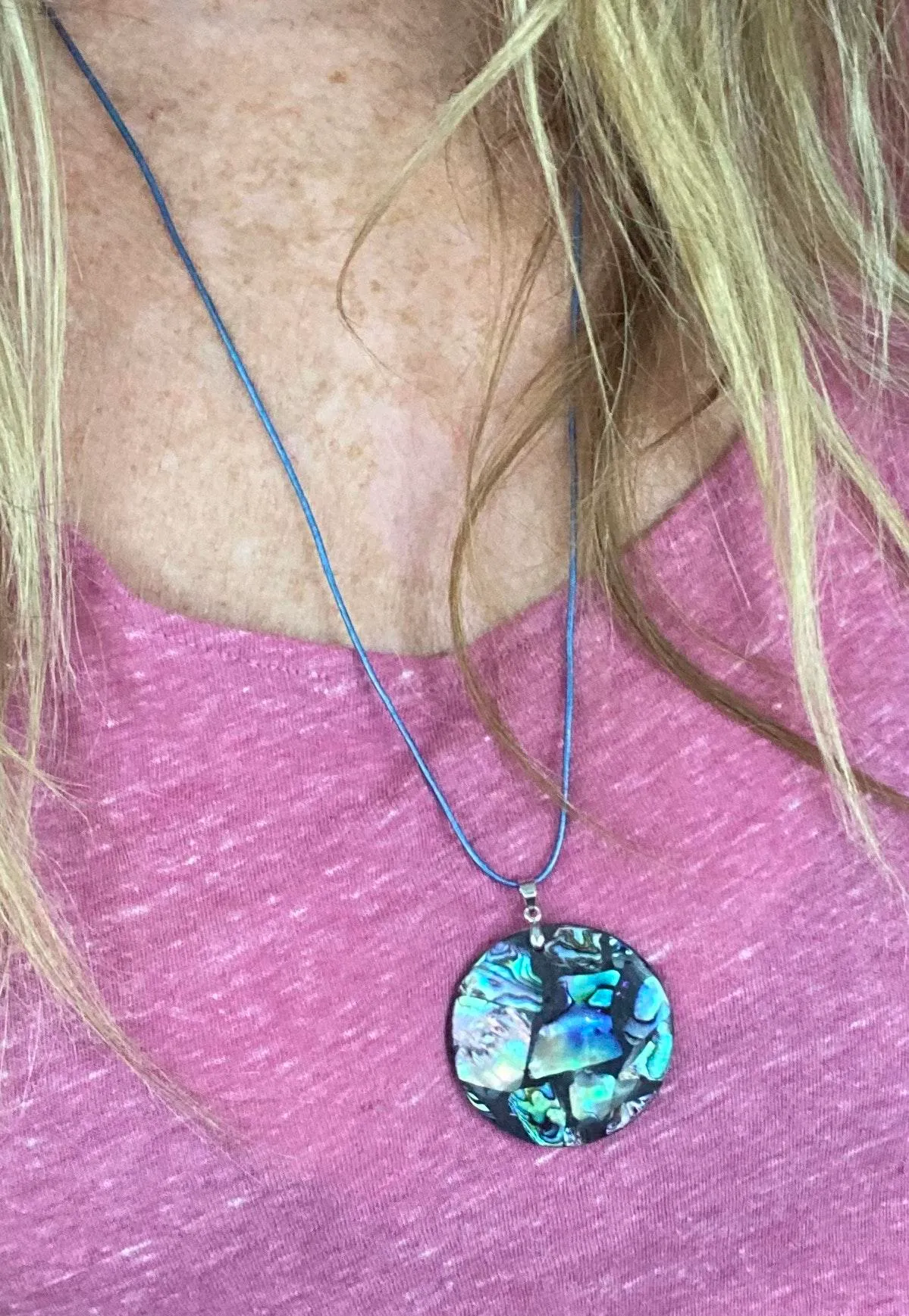 Natural abalone pendant on blue premium quality leather Multiple - Image 7