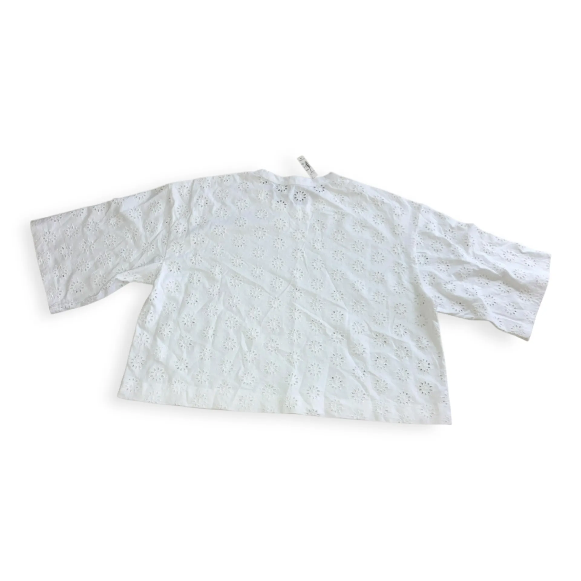 Madewell Womens White Embroidered Wide-Sleeve Boxy Tee - Image 4