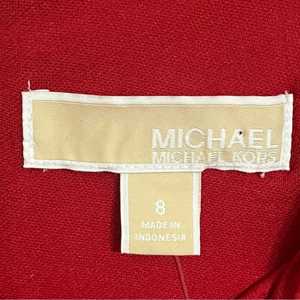 NWT‎ Michael Kors Red/Black Colorblock Gold Studded Lined Sheath Dress Size 8 - Image 3