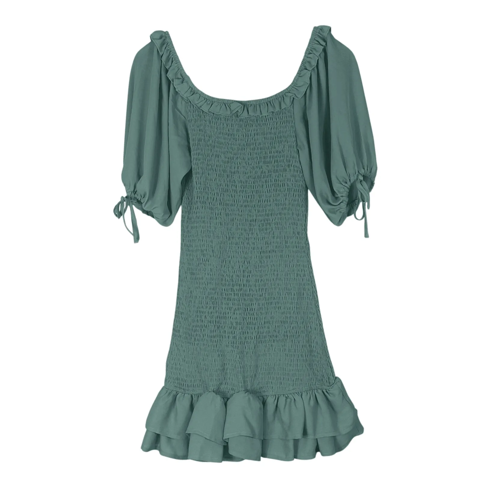 A Love Like You Dress Womens S Green Smocked Puff Sleeve Ruffle Cottagecore - Image 4
