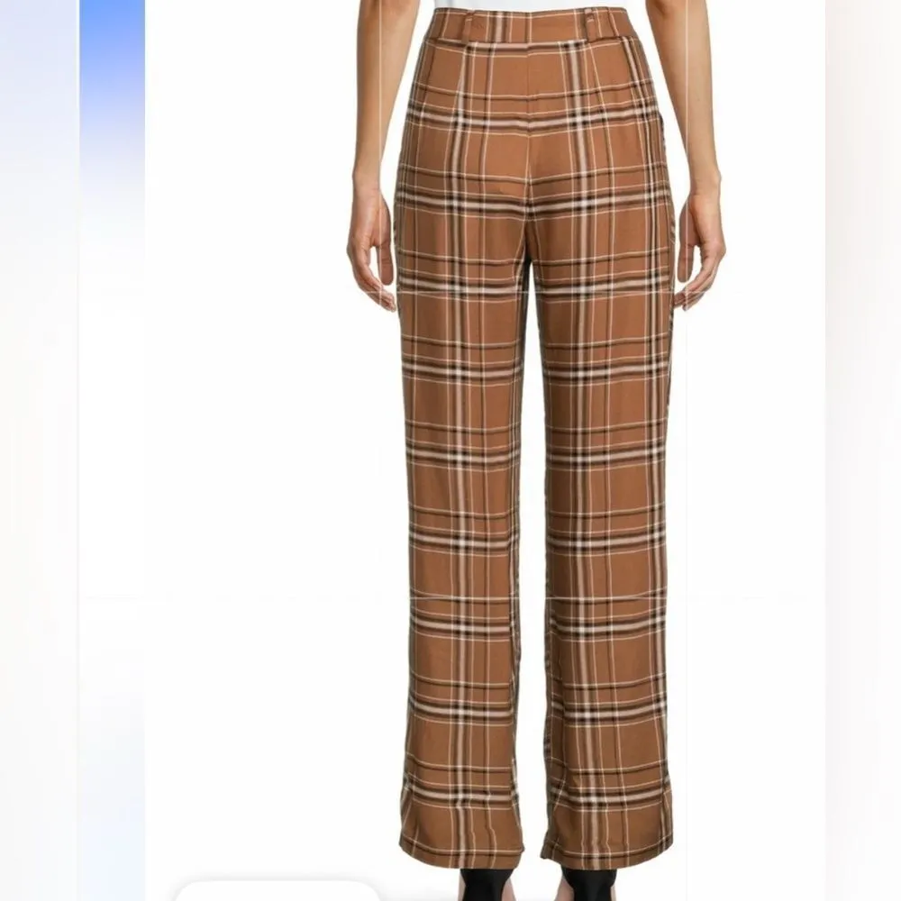 No Boundaries Brown Plaid Lightweight Pants(Size M) - Image 2