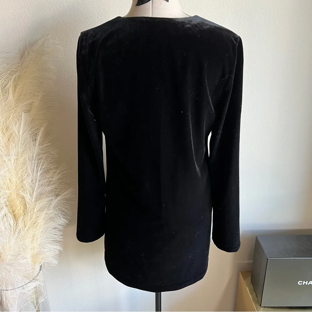 NWT Lucy Paris Black Velvet Long Sleeve Rhinestone Bow mini dress - Image 6