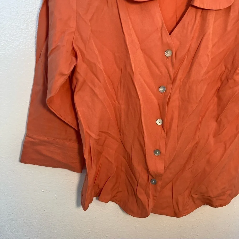 Dress Barn Button Down Blouse Peach Orange - Image 4