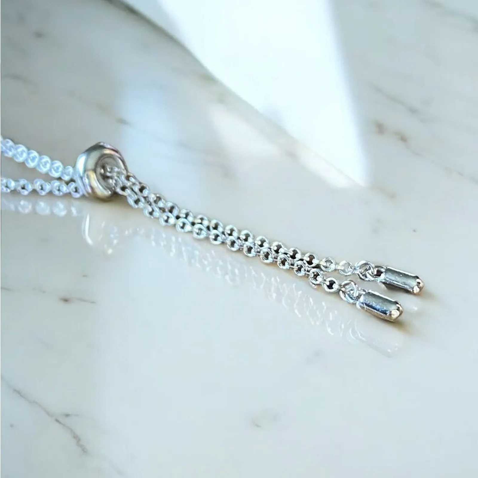 FANCIME Infinity Solid Sterling Silver Cubic Zirconia Adjustable Bolo Bracelet - Image 3