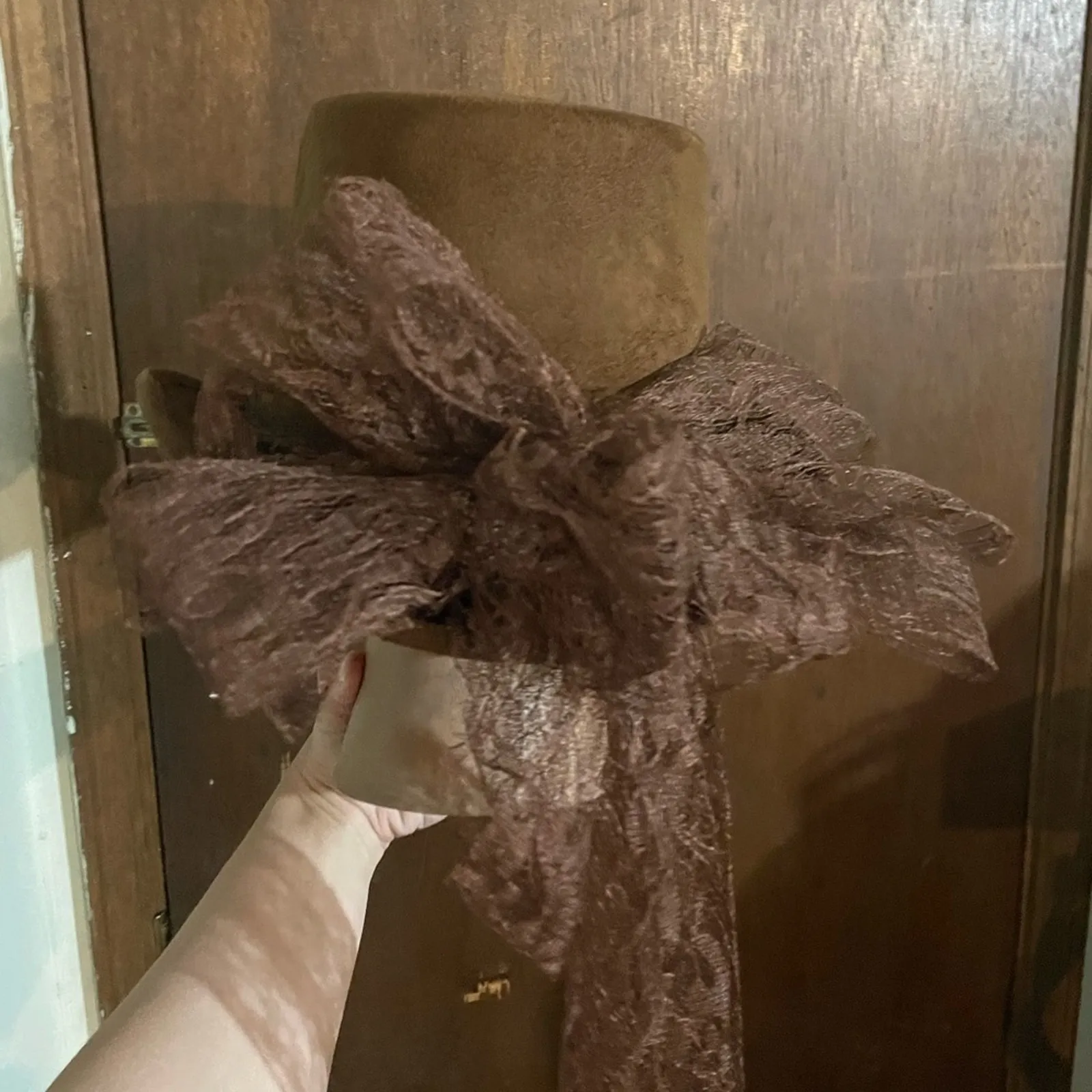 6” steampunk top hat w added metal goggles Brown - Image 5