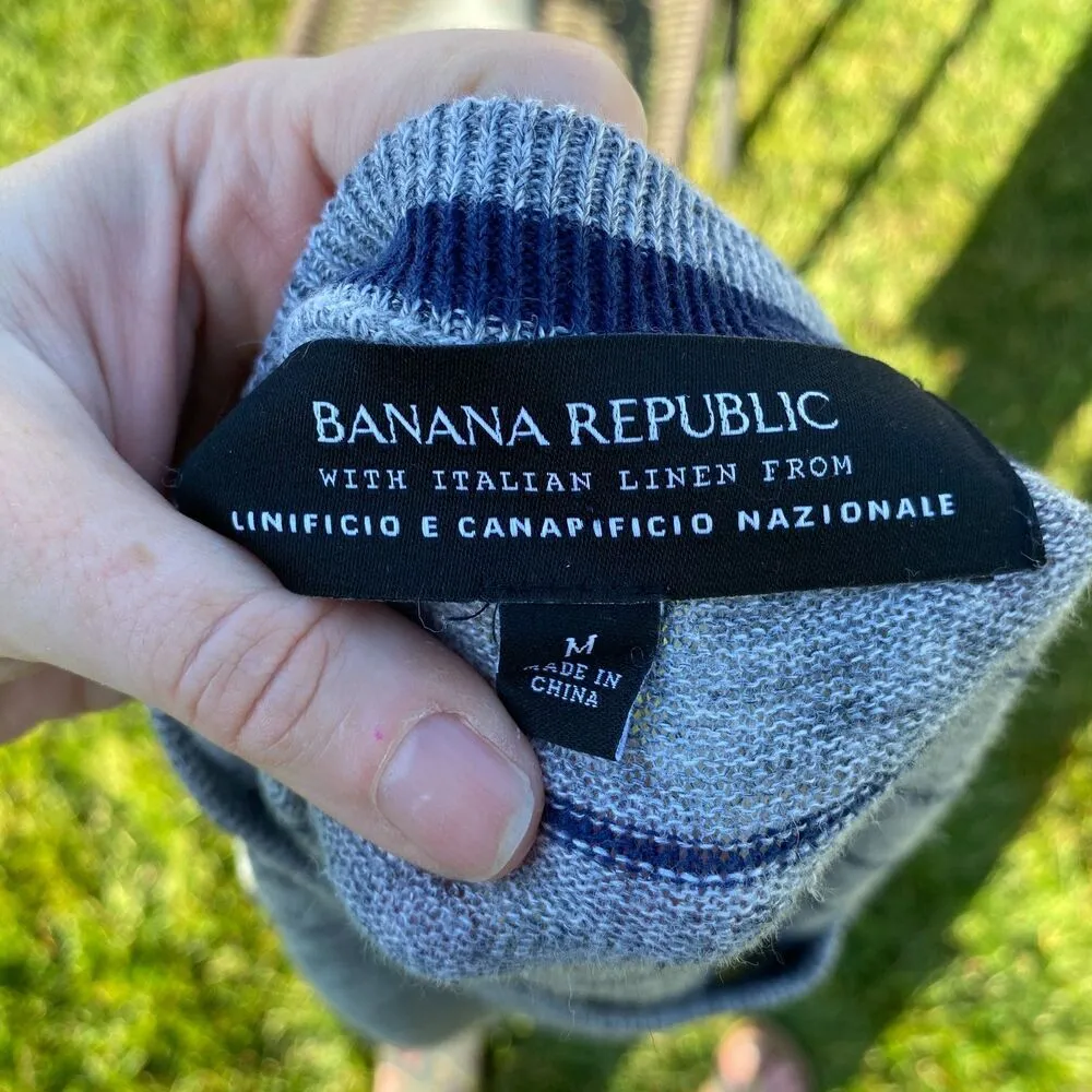 Banana Republic 100% Italian Linen Striped Nautical Sweater Size M - Image 3