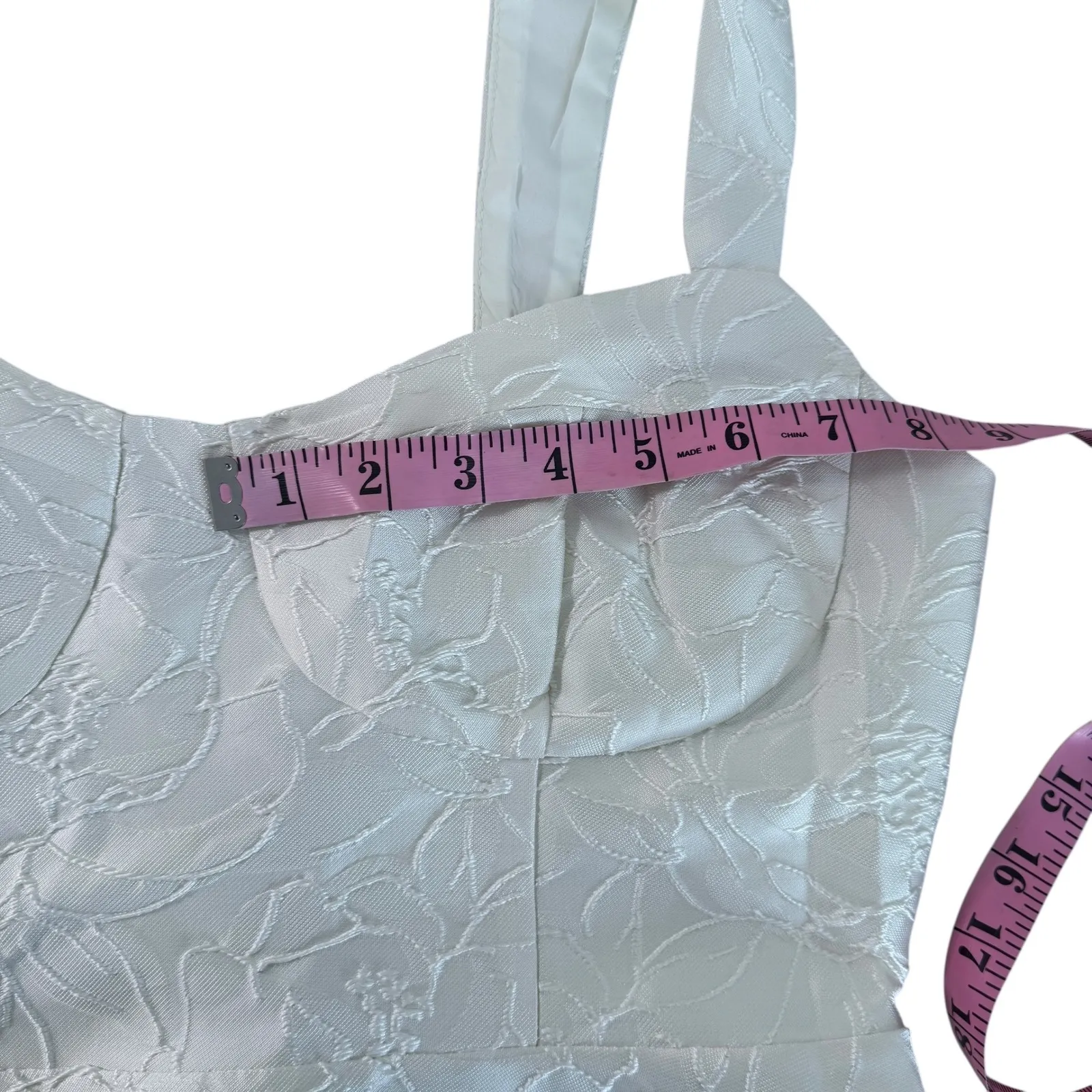 RIHOAS‎ NWT The White Sweetheart Neck Jacquard Midi Dress Large Bridal Party - Image 13