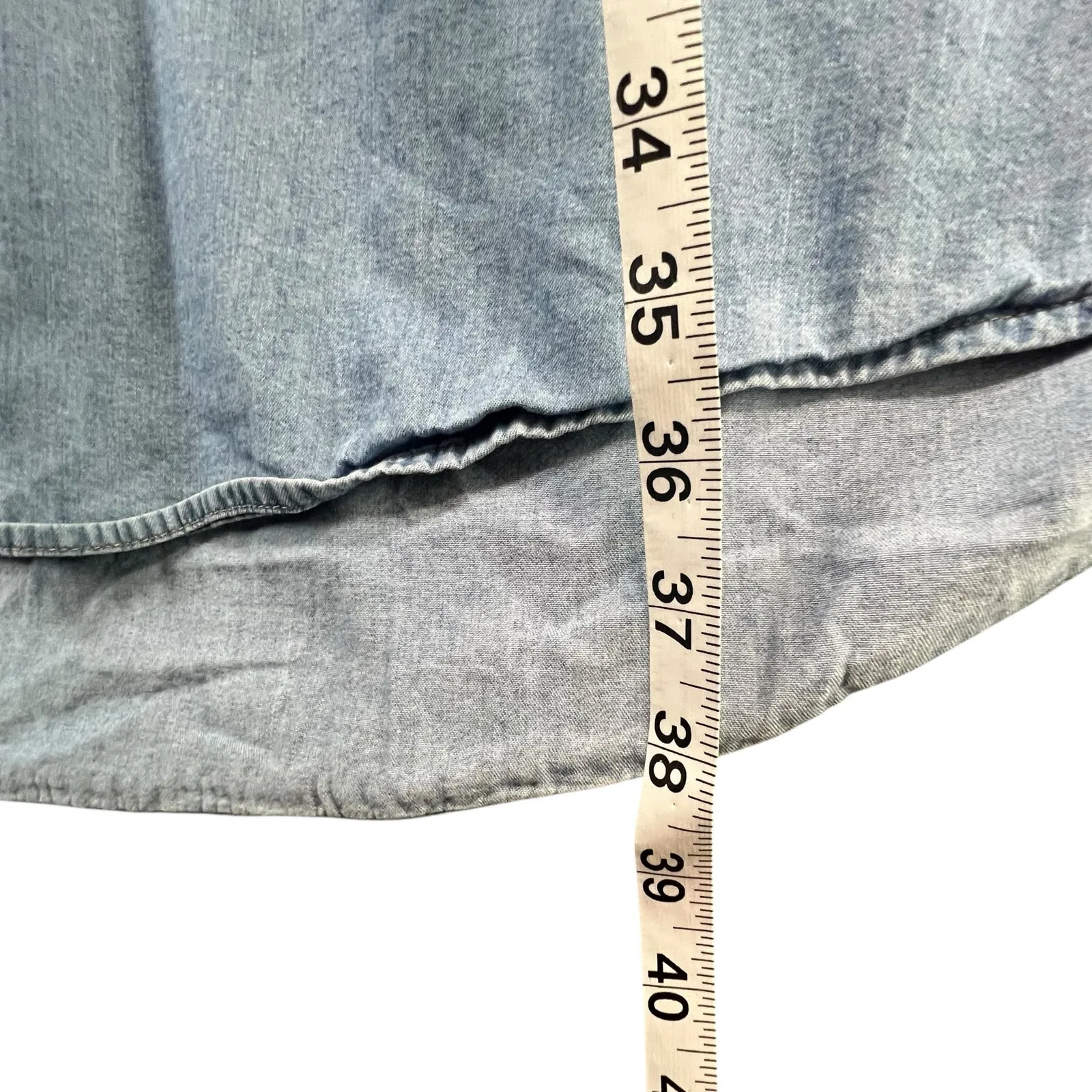 Old Navy Shift Dress Womens XL Blue Chambray Denim Light Wash Relaxed Summer - Image 9