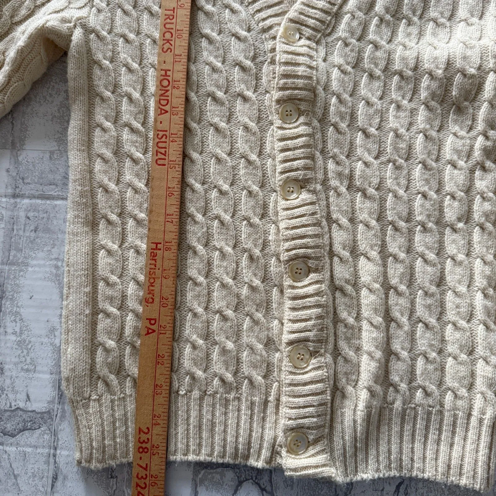 VTG Lord Jeff Wintuk Orlon Cable Knit Button Front Grandma Cardigan Sweater Sz S - Image 6